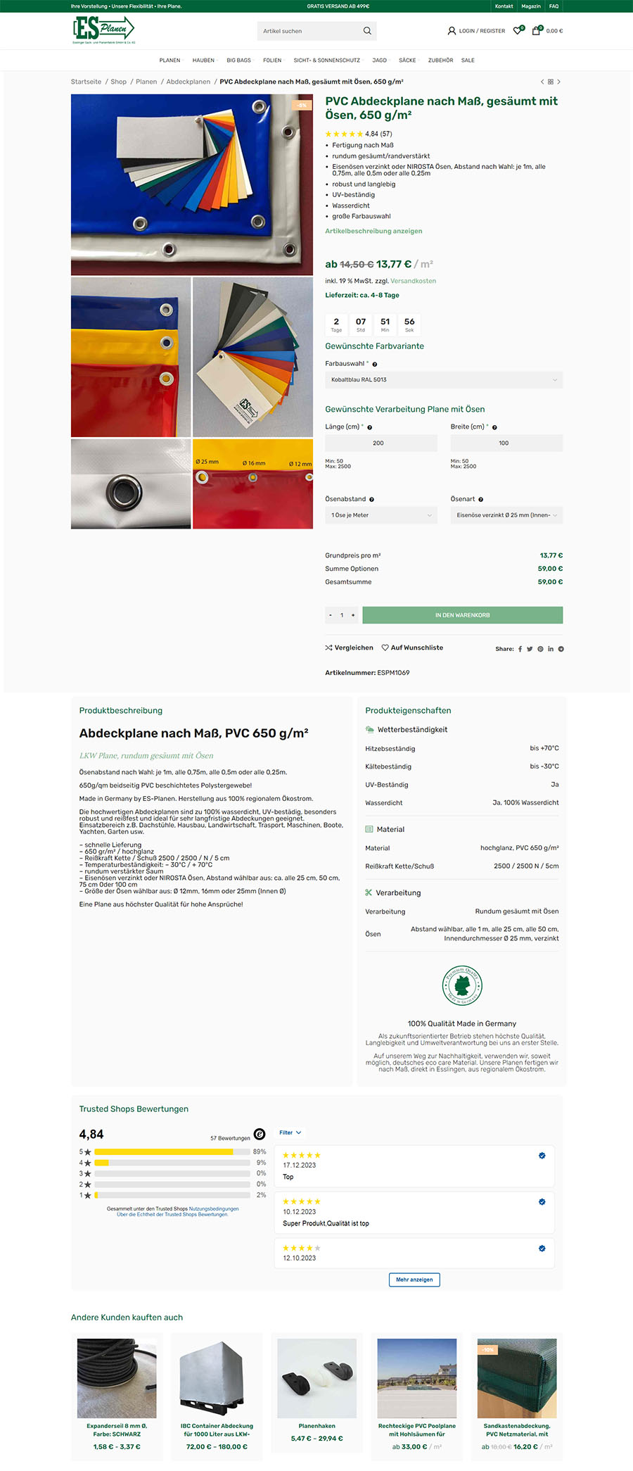 Grafik zeigt Conversion optimierte Produktseite eines Online-Shops
